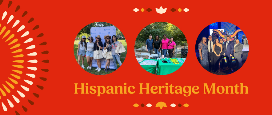 Hispanic Heritage Month graphic with three separate photos.