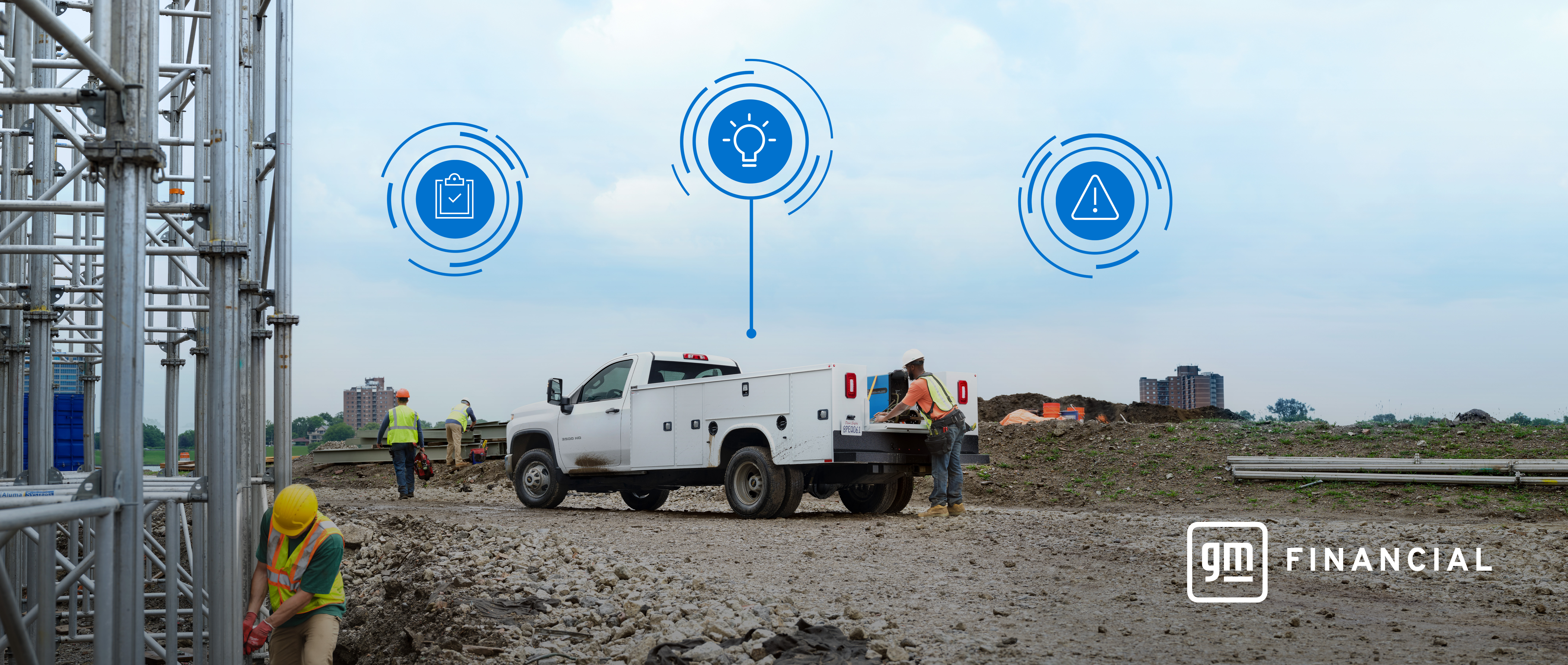 commercial trucks at a construction site